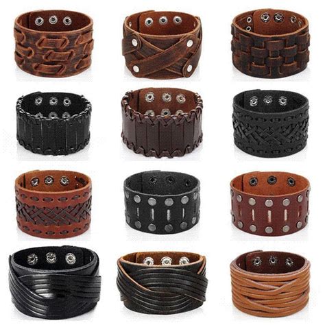 men's wide leather cuff bracelets.